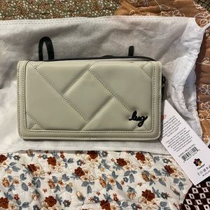 NWT New Lug Surrey wallet pebble satin vegan leather